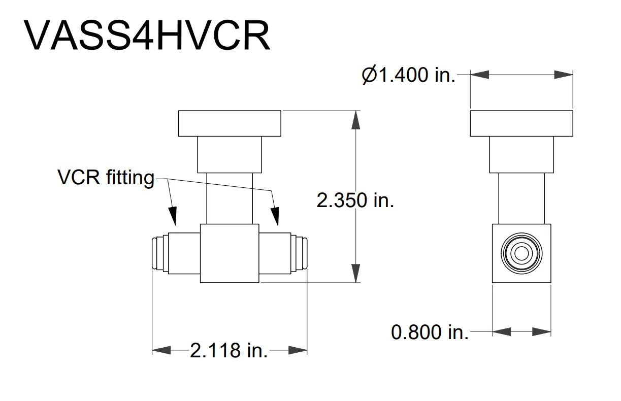 XT Swagelok Bellows-Sealed Valve with VCR Fittings — view 2