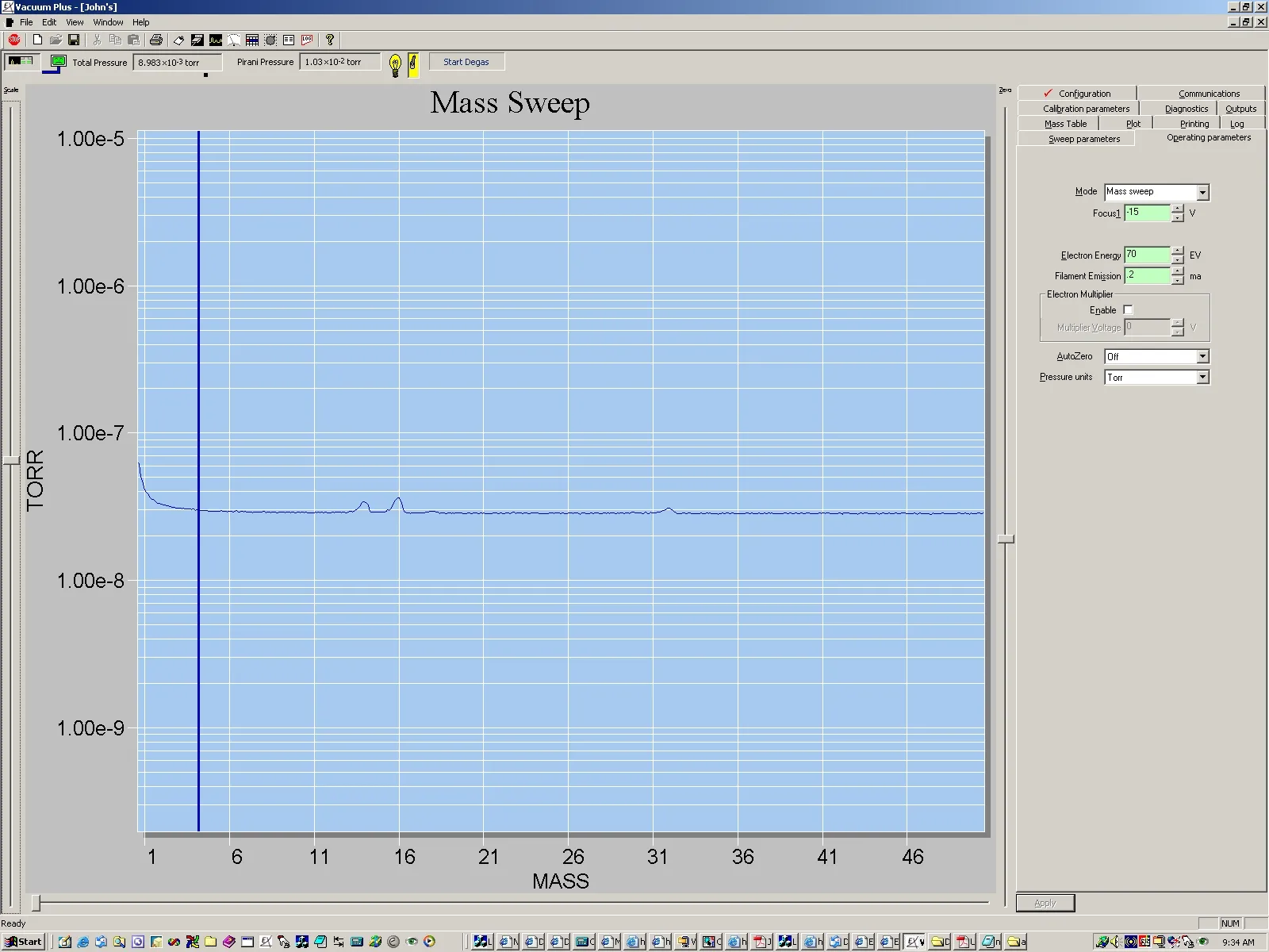 Air spectrum at 1 x 10-2 torr