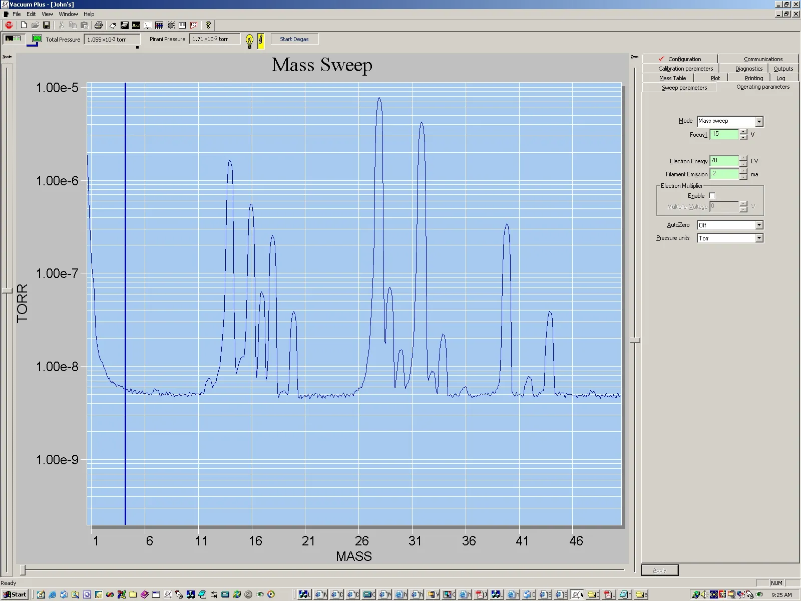 Air spectrum at 1 x 10-3 torr