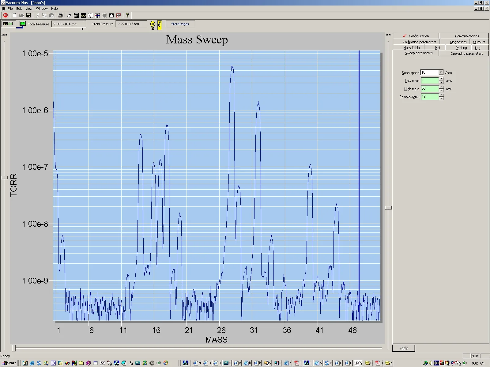 Air spectrum at 2 x 10-5 torr