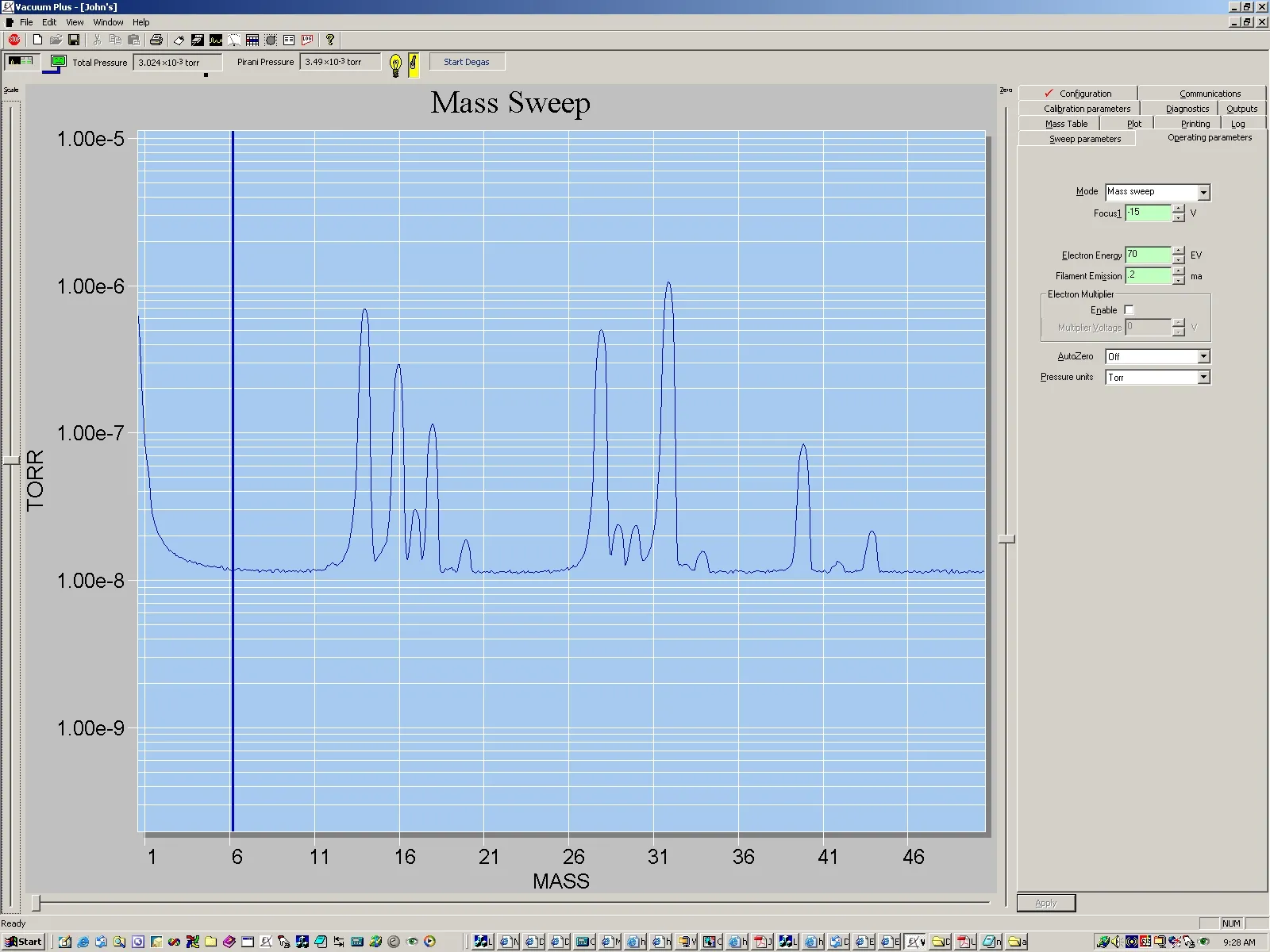 Air spectrum at 3 x 10-3 torr