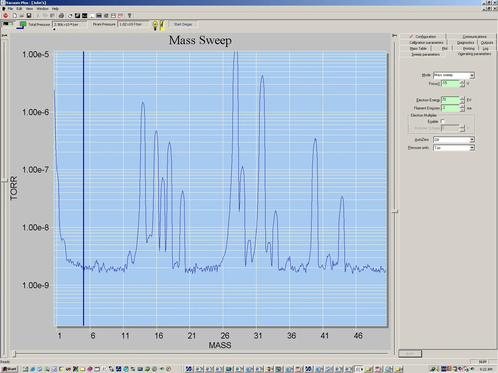 Air spectrum at 3 x 10-4 torr