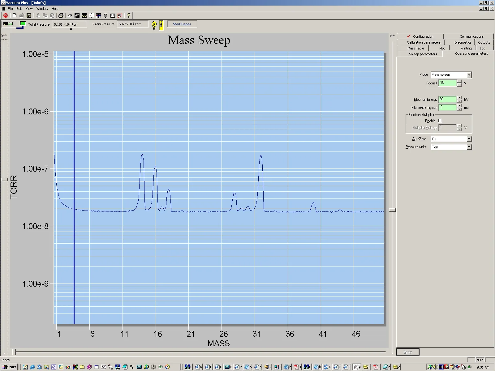 Air spectrum at 5 x 10-3 torr