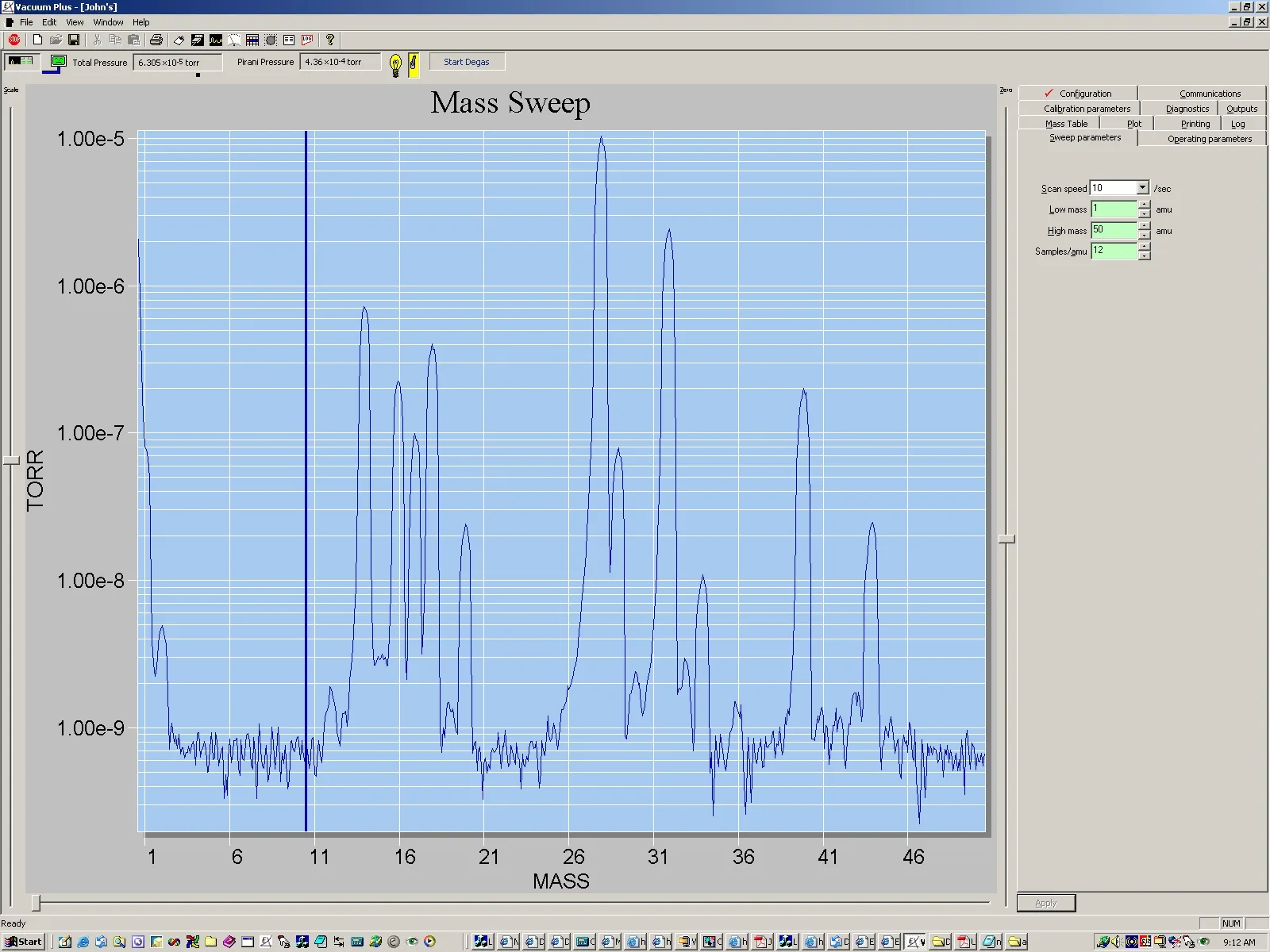 Air spectrum at 6 x 10-5 torr