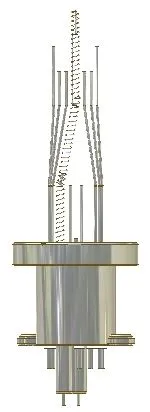Vacuum feedthrough with ceramic to metal seals and built-in Pirani gauge