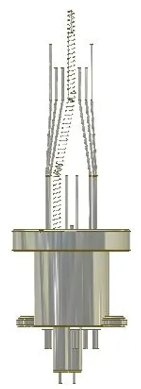 Vacuum feedthrough with ceramic to metal seals and built-in Pirani gauge