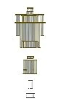 Faraday detector assembly in stainless steel and alumina