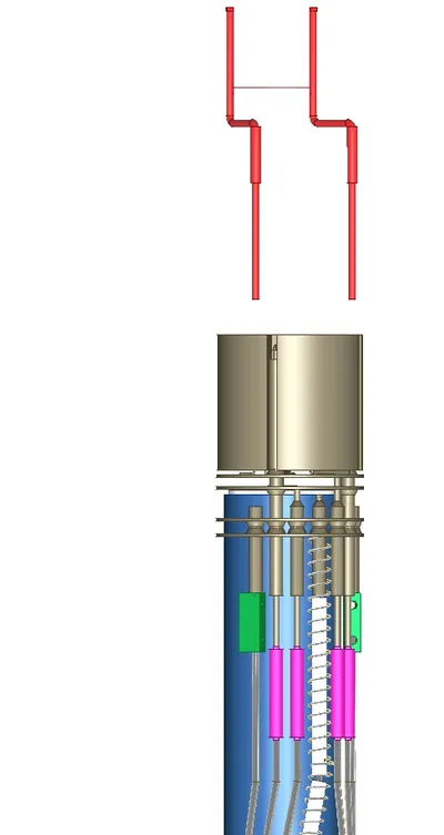 Loosening the top set screws on the barrel connectors