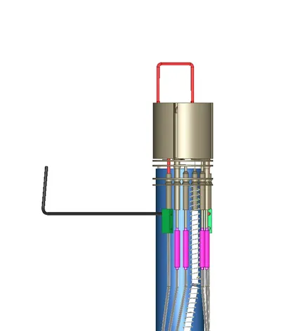 New filament assembly held in place while tightening the barrel connectors
