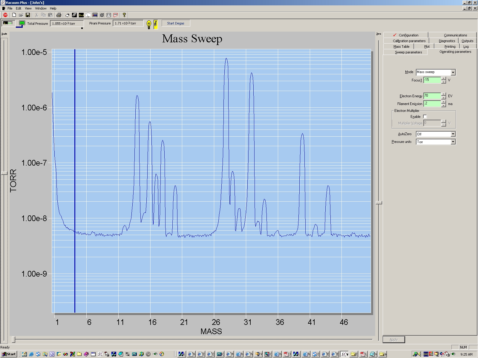 Air spectrum at 1 x 10-3 torr