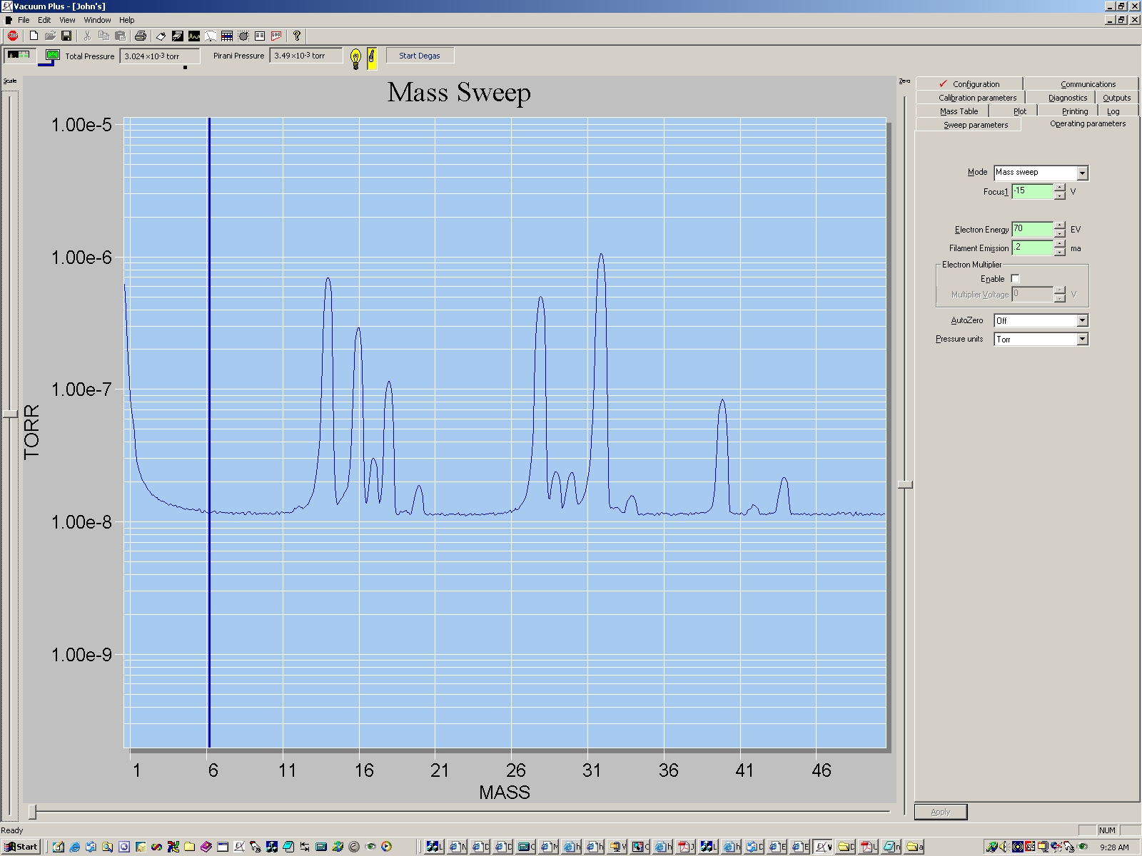 Air spectrum at 3 x 10-3 torr