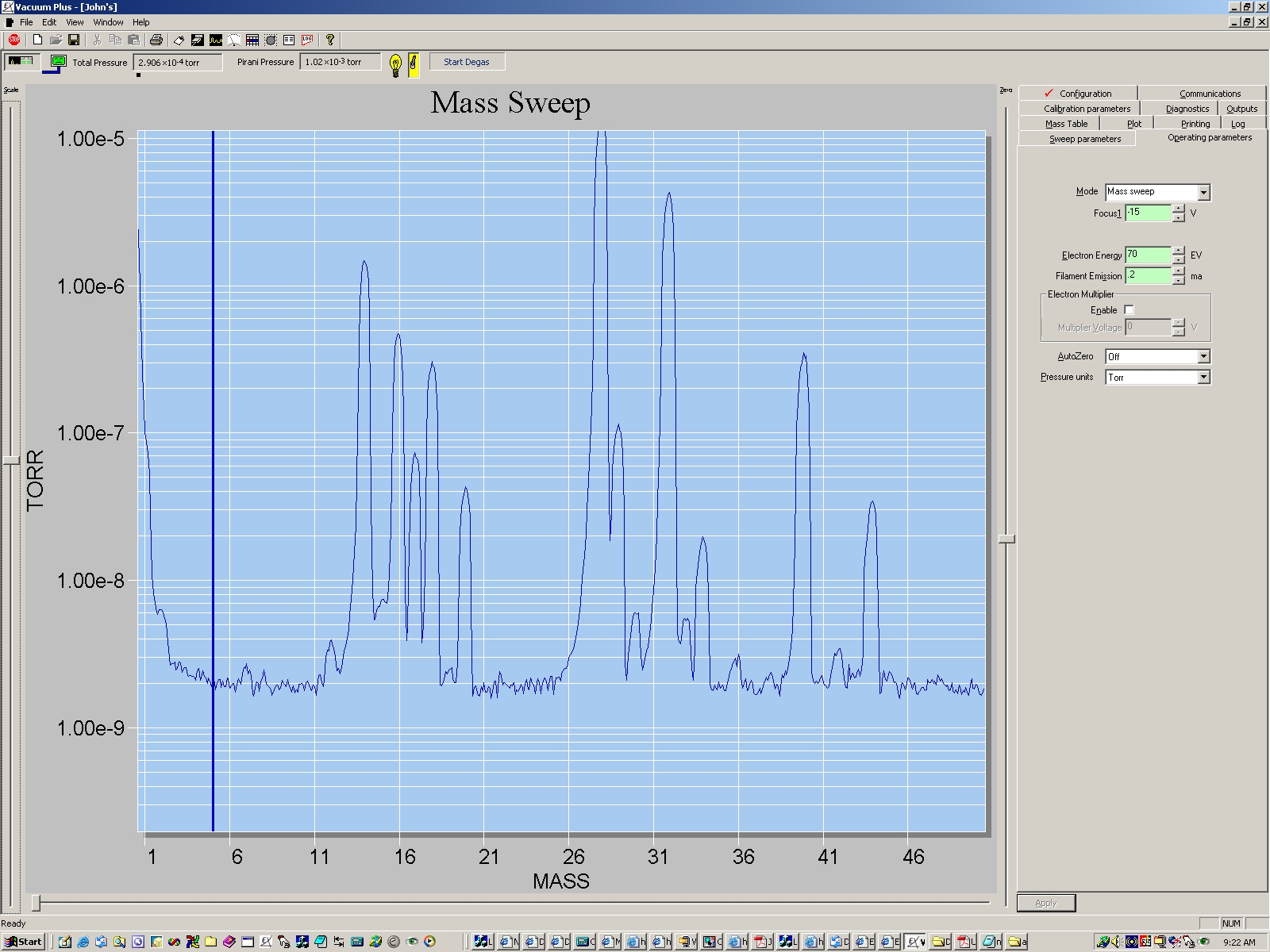 Air spectrum at 3 x 10-4 torr