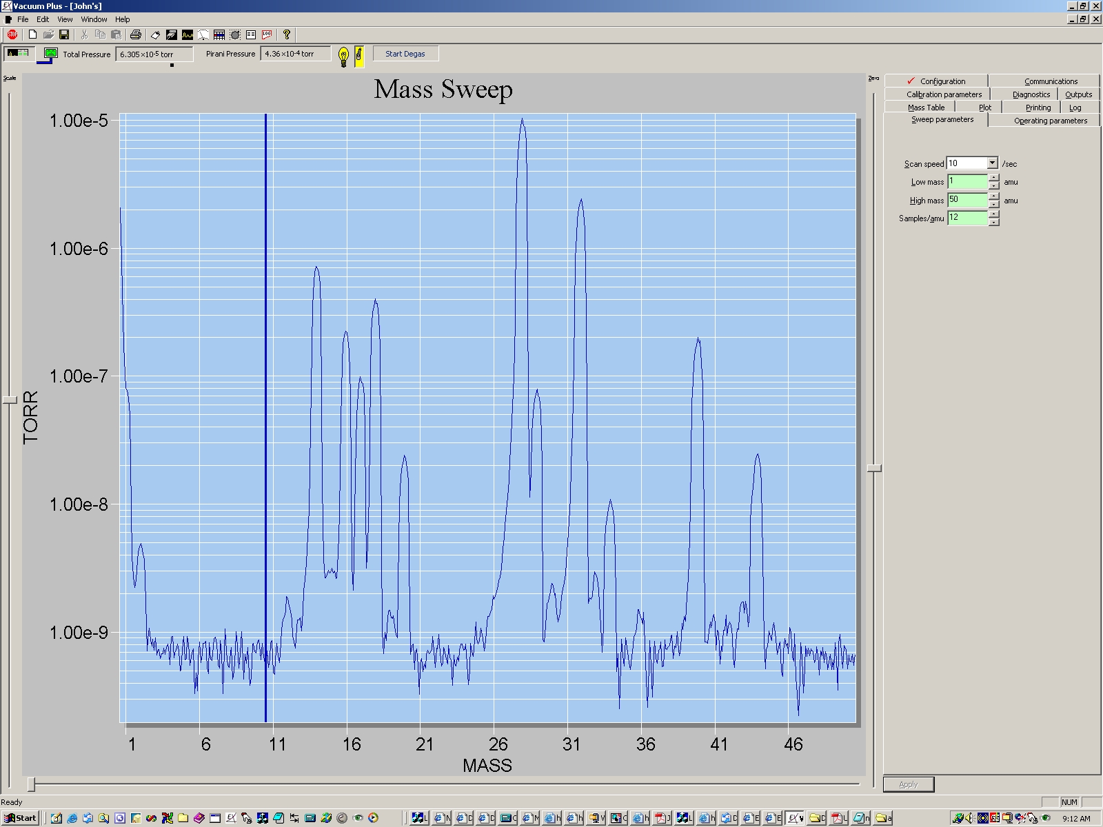 Air spectrum at 6 x 10-5 torr