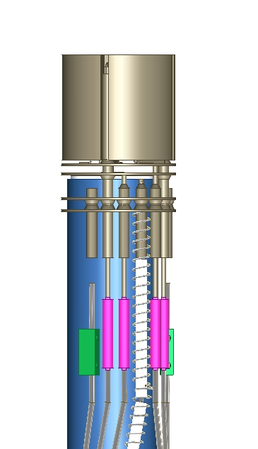 Sliding the barrel connectors down towards the feedthrough